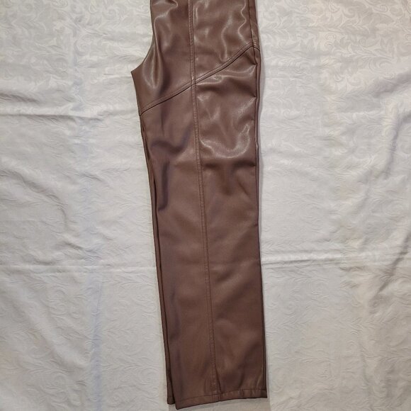 Dynamite Deep Taupe Gisele Faux Leather Utility Pants - Picture 6 of 7